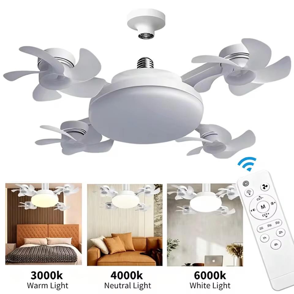 Drone Beacon Light - 2in1シーリングファンリモコン、3段階調光ハンギングファン、E27調光LEDソケット、ドローンファンライト＆シーリングランプ、リビングルーム用