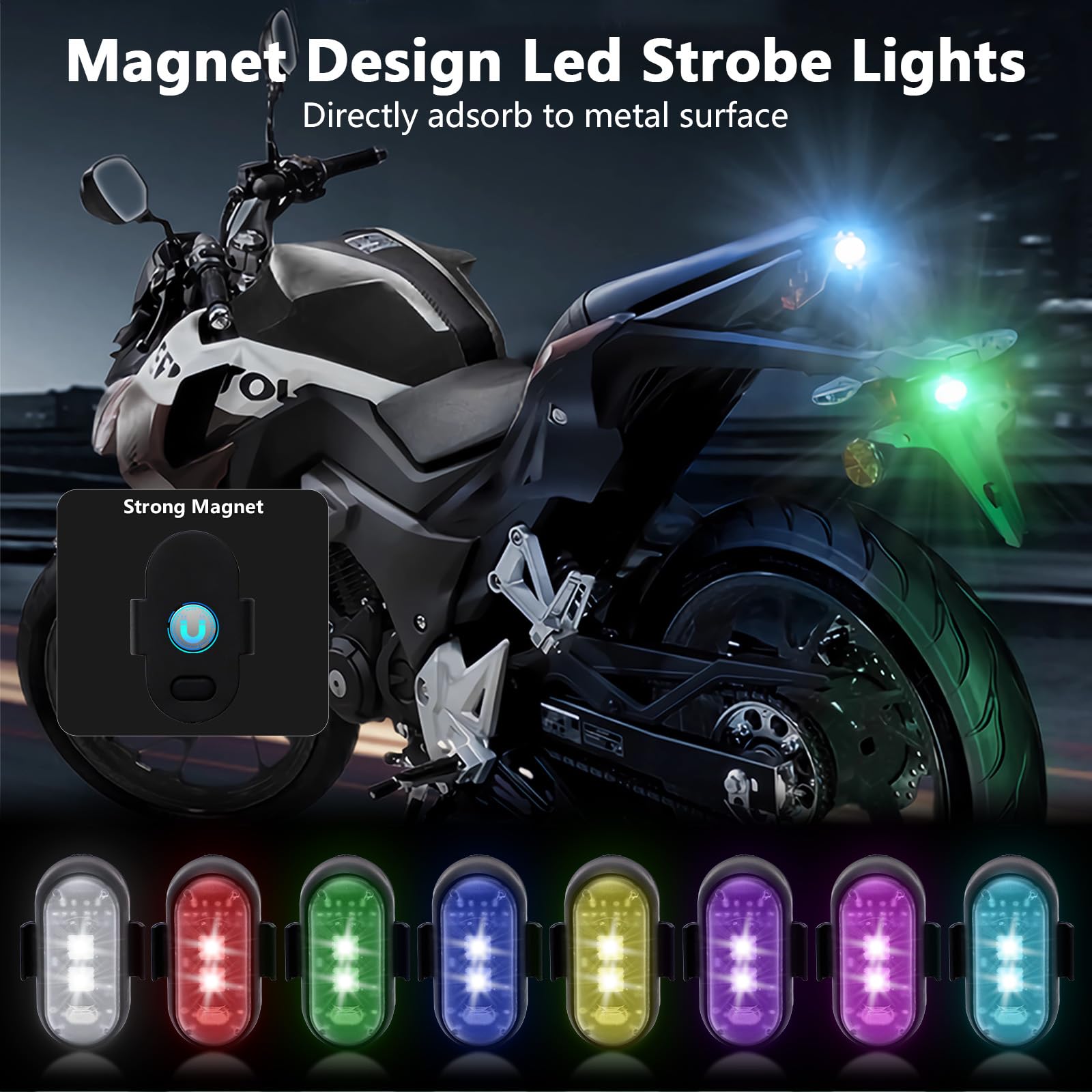 4個入りLEDストロボライト、リモコン付き、8色、ワイヤレス - Drone Strobe Light のレビューと価格