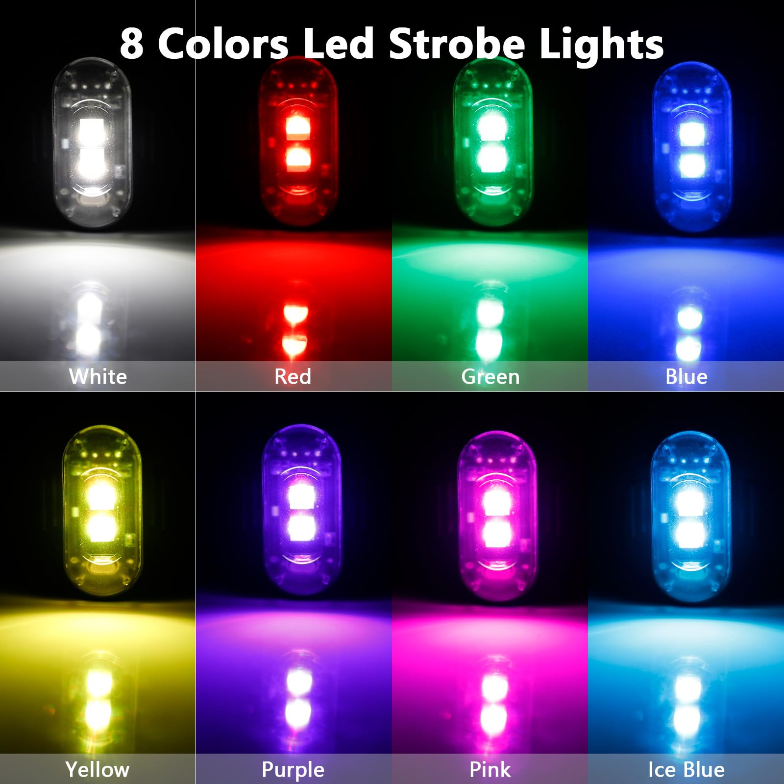 4個入りLEDストロボライト、リモコン付き、8色、ワイヤレス - Drone Strobe Light のレビューと価格