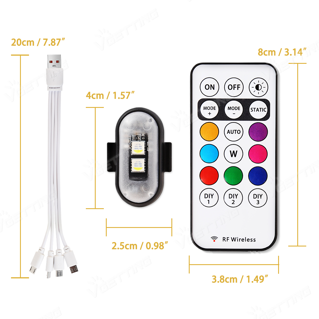 4個ミニドローンストロボライト8色USB充電式LEDワイヤレ - Drone Strobe Light のレビューと価格
